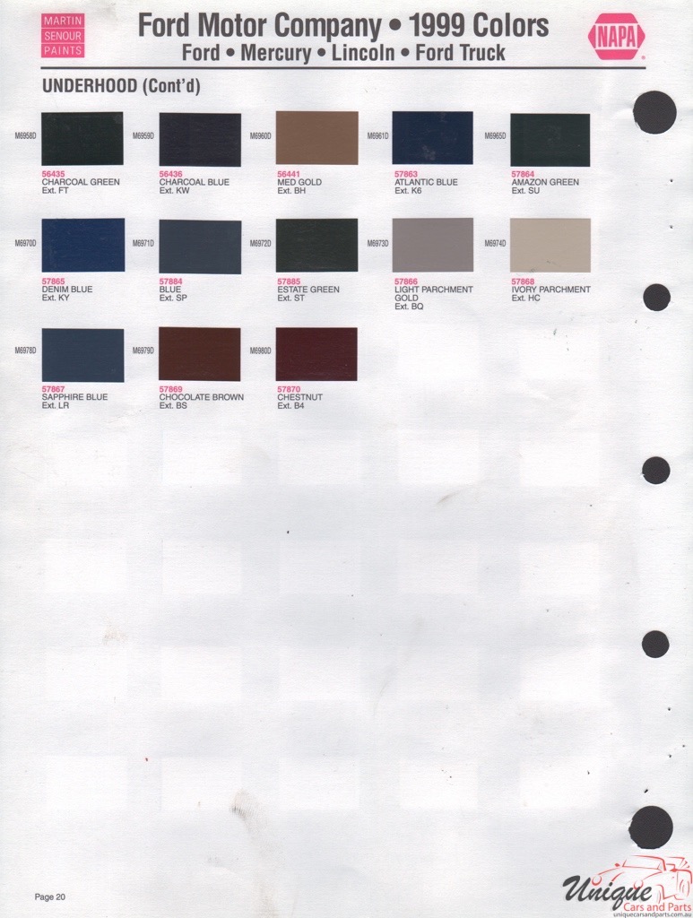 1999 Ford Paint Charts Sherwin-Williams 6